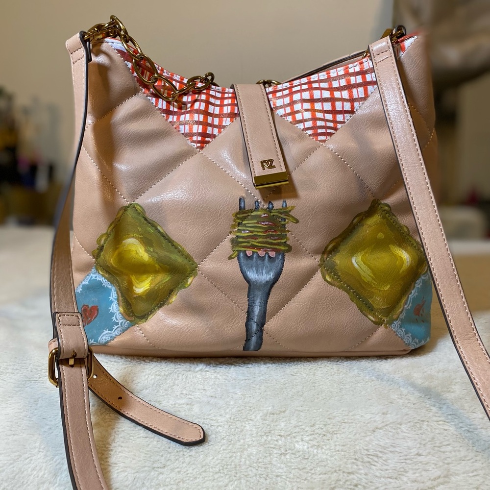Ravioli Bag-ioli Pink Quilted Hand-painted Purse